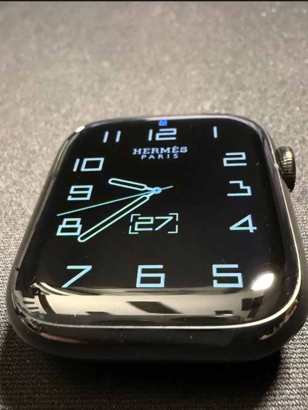 Hermes Black Smartwatch with Light Blue Numerals